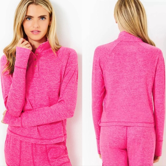 LILLY PULITZER Samira UPF 50+ Popover in Heathered Passion Fruit Pink Sz. XL - Picture 1 of 7
